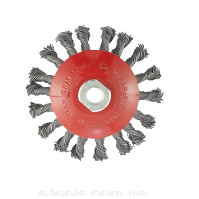 Щітка для УШМ, 125 мм, М14, "тарілка", кручений дріт 0,5 мм// MTX