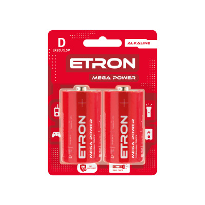 Батарейка ETRON D-LR20/1.5V алкалайн блістер /2шт/ поштучно