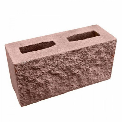 Блок рядний"Рваний камінь"двостор.390*190*90 червоний