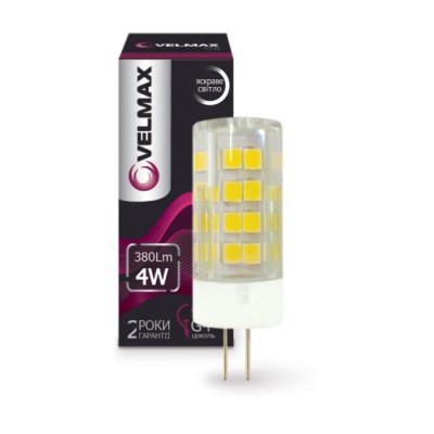 Світлодіодна лампа Velmax V-G4, 4W, G4, 4500K, 380Lm, кут 360