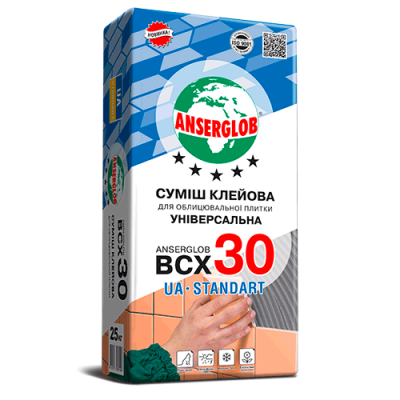 Anserglob BCX 30 Клей для плитки 25кг для внутрішніх робіт